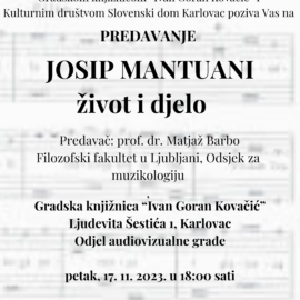 Predavanje o životu i radu dr. Josipa Mantuanija