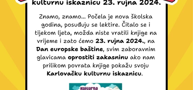 Oprost zakasnine učenicima uz Karlovačku kulturnu iskaznicu