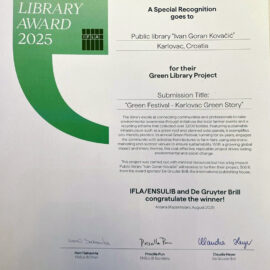Karlovački “Zeleni festival” dobitnik je posebnog svjetskog priznanja “IFLA Green Library Award 2025”